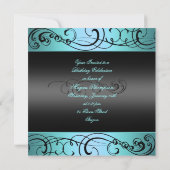 スウィート16ブラック/ブルースワール誕生日招待状 招待状 (裏面)