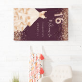 スウィート16ブルゴーニュバラ金ゴールドドレス 横断幕 (インサイチュ)