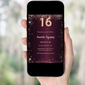 スウィート16ブルゴーニュバラ金ゴールド 招待状