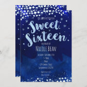 スウィート16ブルーウィンターワンダーランドスター招待状 招待状 (正面/裏面)