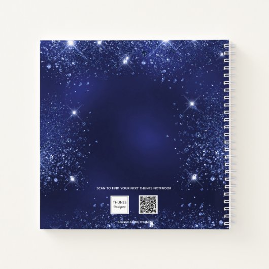 スウィート16ブルーグリッタードレスフローラゲストブック ノートブック (裏面)