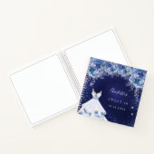 スウィート16ブルーグリッタードレスフローラゲストブック ノートブック (内部)