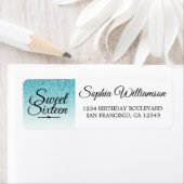 スウィート16ブルーグリッター誕生日差出人住所 ラベル (インサイチュ)