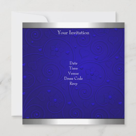 スウィート16ブルーシルバーフローララブバースデーパーティー 招待状 (裏面)