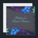 スウィート16ブルーフラワーバーストデザイン誕生日招待状 招待状<br><div class="desc">甘エレガントい16ブルーフラワーバーストデザイン誕生日招待状</div>