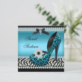 スウィート16ブルーブラックゼブラヒョウ 招待状 (スタンド正面)