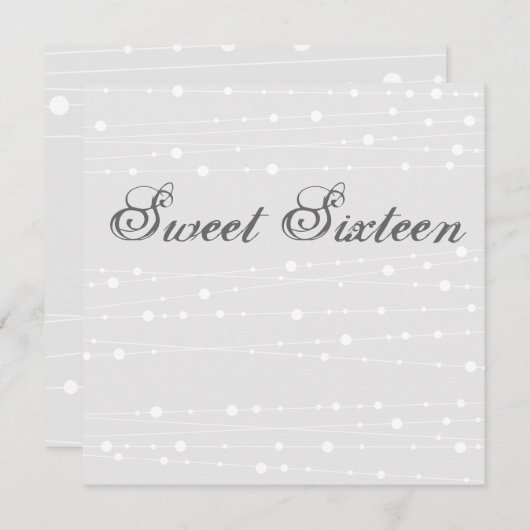 スウィート16ブルー&ホワイトビーズ誕生日招待状 招待状 (正面/裏面)