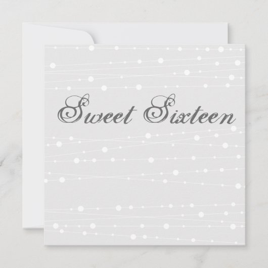 スウィート16ブルー&ホワイトビーズ誕生日招待状 招待状 (正面)