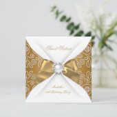 スウィート16ブロンズ金ゴールドフェイクダイヤモンドパーティー 招待状 (スタンド正面)