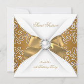 スウィート16ブロンズ金ゴールドフェイクダイヤモンドパーティー 招待状 (正面)