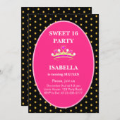 スウィート16プリンセスクラウンバースデーパーティー 招待状 (正面/裏面)