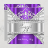 スウィート16プリンセスパープルホワイトダイヤモンドティアラ 招待状 (正面/裏面)