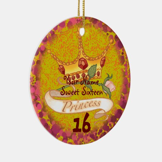 スウィート16プリンセス誕生日カスタムオーナメント セラミックオーナメント (右)
