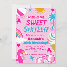 スウィート16プールパーティー誕生日夏 招待状