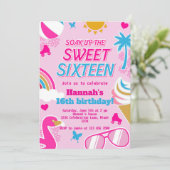 スウィート16プールパーティー誕生日夏 招待状 (スタンド正面)