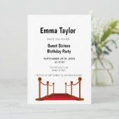 スウィート16ホワイトレッドカーペットハリウッド誕生日 招待状 (スタンド正面)