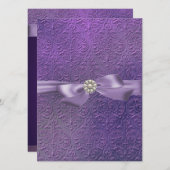 スウィート16ボウ&ダマスク誕生日招待状 招待状 (正面/裏面)