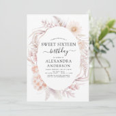 スウィート16ボホダスティピンクフローラ誕生日 招待状 (スタンド正面)