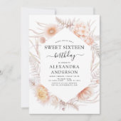 スウィート16ボホダスティピンクフローラ16位誕生日 招待状 (正面)