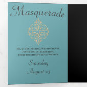 スウィート16マスカレードパーティの招待状 三つ折り招待状 (内部最初)