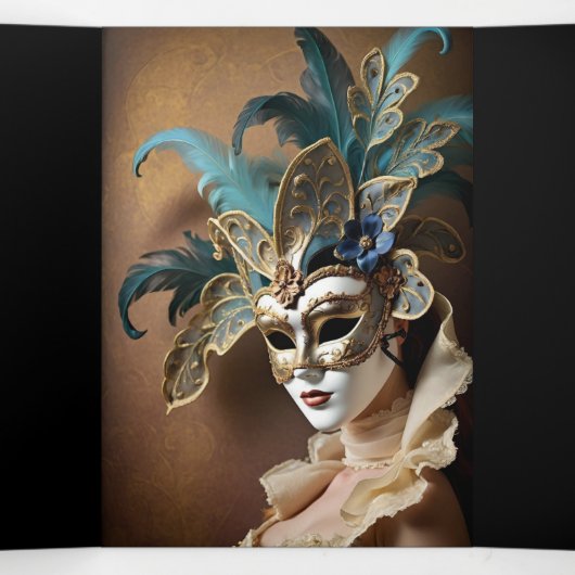 スウィート16マスカレードパーティの招待状 三つ折り招待状 (内部中)