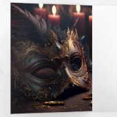 スウィート16マスカレードパーティの招待状 三つ折り招待状 (内部最初)