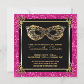 スウィート16マスカレードボールSweet sixteenピンク金ゴールド 招待状 (正面)
