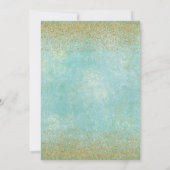 スウィート16マスカレード金ゴールドグリッターとアクア 招待状 (裏面)