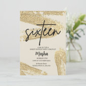 スウィート16モダンダスティピンク&金ゴールドグリッターカード シーズンカード (スタンド正面)