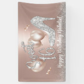 スウィート16モダンバラ金ゴールドガール16th誕生日 横断幕 (縦)