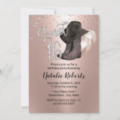 スウィート16モダンバラ金ゴールド女性のカーボーイ16誕生日 招待状 (正面)