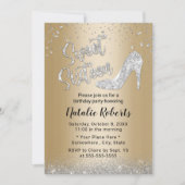 スウィート16モダン金ゴールド&シルバーガール16誕生日 招待状 (正面)