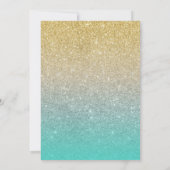 スウィート16モダン金ゴールド&ターコイズグリッター誕生日 招待状 (裏面)
