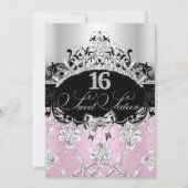 スウィート16ライトピンクスパークルティアラ誕生日招待状 招待状 (正面)