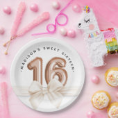 スウィート16ラグジュアリーバラ金ゴールドバルーン誕生日 ペーパープレート (パーティー)