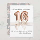 スウィート16ラグジュアリーバラ金ゴールドバルーン サンキューカード (正面/裏面)