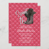 スウィート16ラグジュアリーピンクキルテッド女性のカーボーイ誕生日 招待状 (正面/裏面)