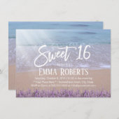 スウィート16ラベエレガントンダーフローラビーチ誕生日 招待状 (正面/裏面)