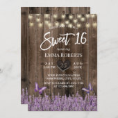 スウィート16ラベ素朴ンダーフローラクラシーウッド 招待状 (正面/裏面)