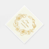 スウィート16ルクセ金ゴールドバラアイボリーカクテル スタンダードランチョンナプキン (角)