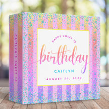 スウィート16レインボーグラデーショングリッター&スクリプトキープサケ