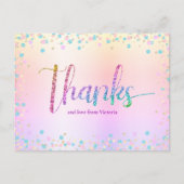 スウィート16レインボーグリッターグラデーション誕生日サンキュー ポストカード (正面)