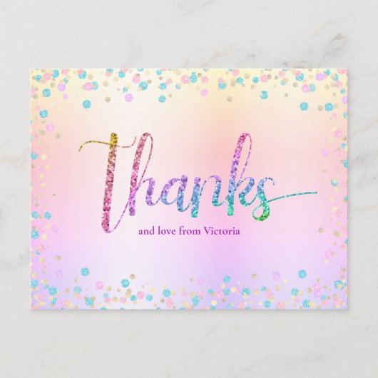 スウィート16レインボーグリッターグラデーション誕生日サンキュー ポストカード (正面)