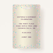 スウィート16レインボーグリッタードット誕生日VIPパス バッジ (裏面)