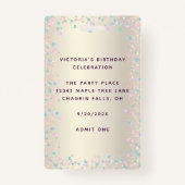 スウィート16レインボーグリッター金ゴールド誕生日VIPパス バッジ (裏面)