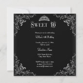 スウィート16レガル白黒シルバーティアラ 招待状 (裏面)