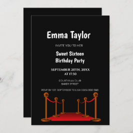 スウィート16レッドカーペットハリウッド紙吹雪誕生日 招待状