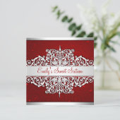 スウィート16レッドシルバーフローララブバースデーパーティー 招待状 (スタンド正面)