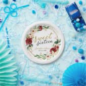 スウィート16レッド赤面フローラバタフライ ペーパープレート (パーティー)