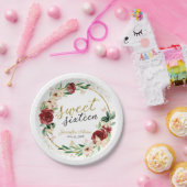 スウィート16レッド赤面フローラバタフライ ペーパープレート (パーティー)